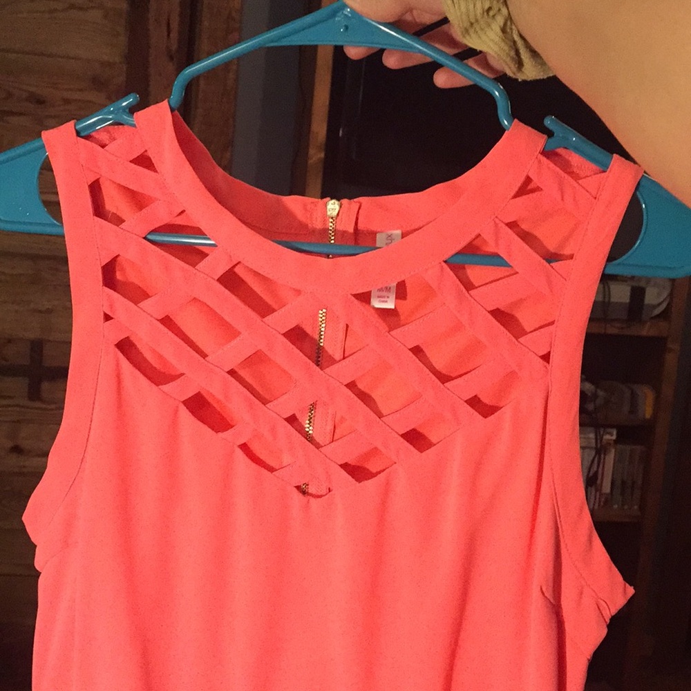 Coral criss cross dress